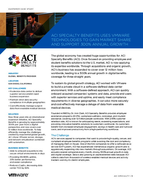 ACI Specialty Benefits Supports its Growth With VMware Technologies