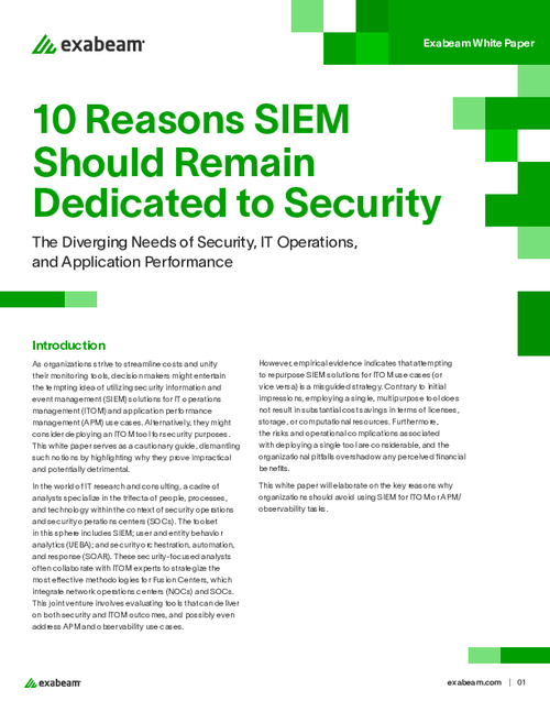 10 Reasons SIEM Should Remain Dedicated to Security