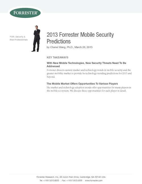 2013 Forrester Mobile Security Predictions