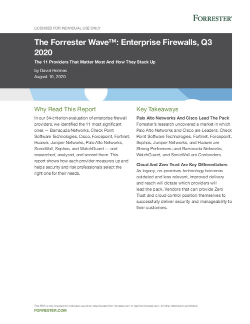 Forrester Wave for Enterprise Firewalls