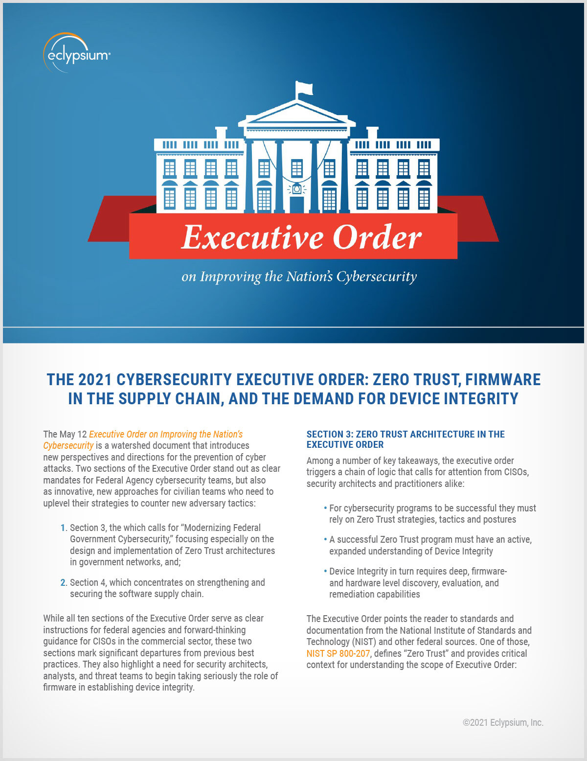 The 2021 Cybersecurity Executive Order: Zero Trust, Firmware in the Supply Chain, and the Demand for Device Integrity