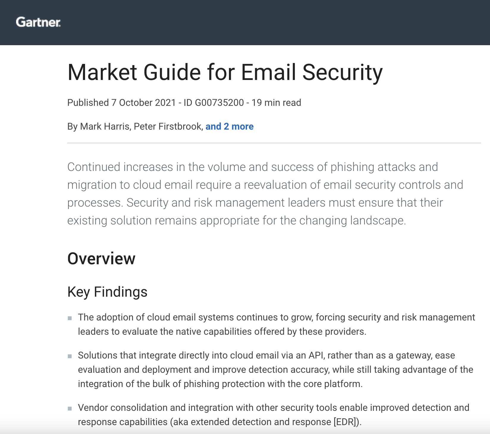 2021 Gartner Market Guide for Email Security