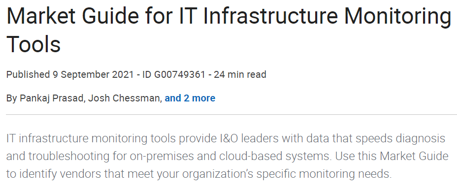 2021 Gartner® Market Guide for IT Infrastructure Monitoring Tools