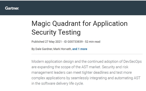 2021 Gartner Magic Quadrant for Application Security Testing