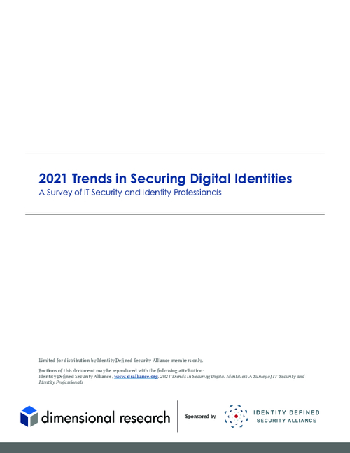 2021 Trends in Securing Digital Identities: A Survey of IT Security and Identity Professionals