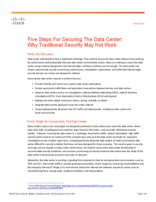 5 Steps For Securing The Data Center: Why Traditional Security May Not Work