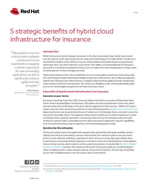 5 Strategic Benefits of Hybrid Cloud Infrastructure for Insurance