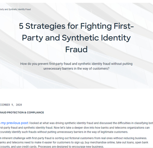 5 Strategies for Fighting First-Party and Synthetic Identity Fraud