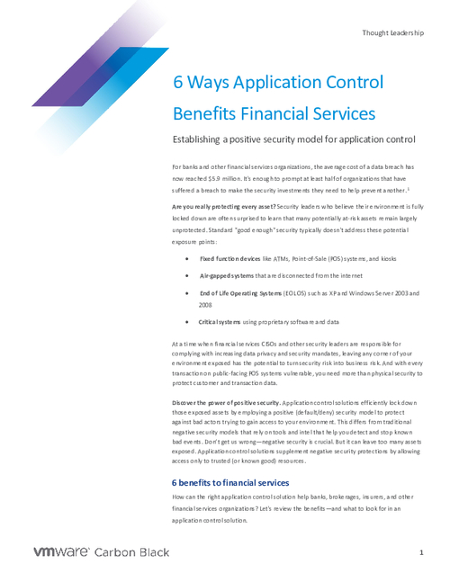 6 Ways Application Control Benefits Financial Services