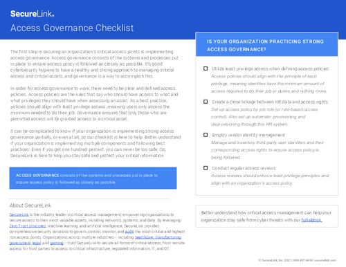 Access Governance Checklist