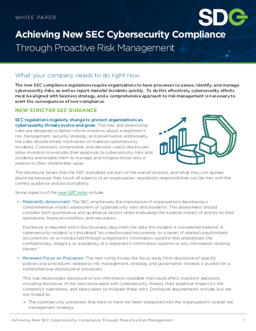 Achieving New SEC Cybersecurity Compliance Through Proactive Risk Management