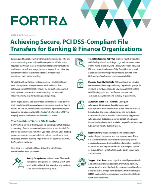 Achieving Secure, PCI DSS-Compliant File Transfers for Banking & Finance Organizations