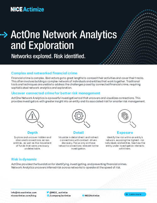 ActOne Network Analytics and Exploration: Networks Explored. Risk Identified.