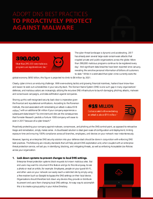 Adopt DNS Best Practices to Proactively Protect Against Malware