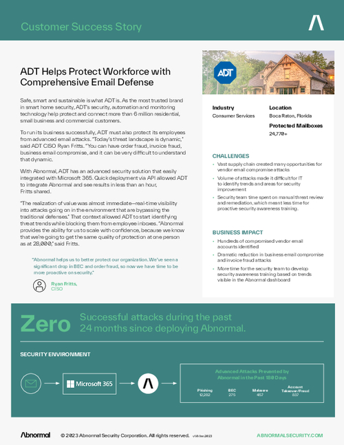 ADT Helps Protect Workforce with Comprehensive Email Defense