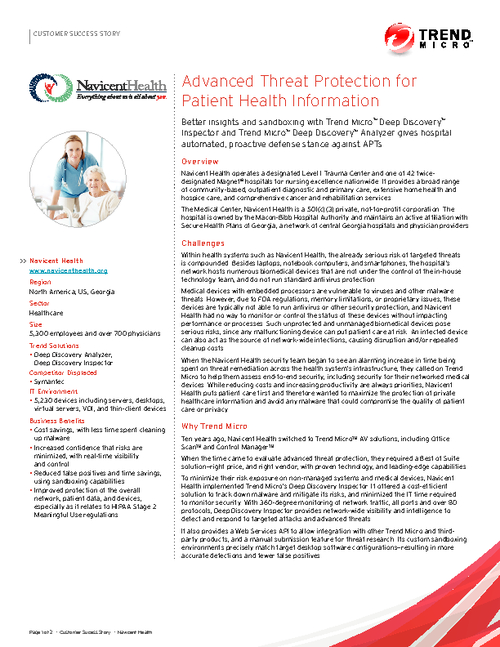 Advanced Threat Protection for Patient Health Information