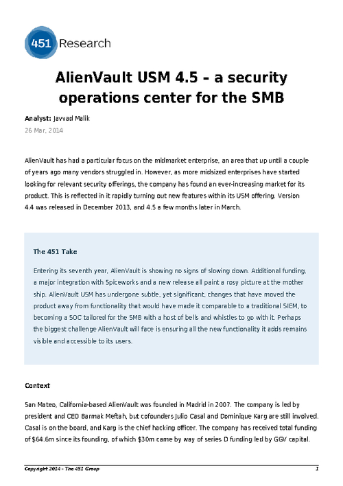 AlienVault USM- A Security Operations Center for the SMB