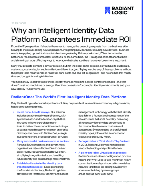 Why an Intelligent Identity Data Platform Guarantees Immediate ROI