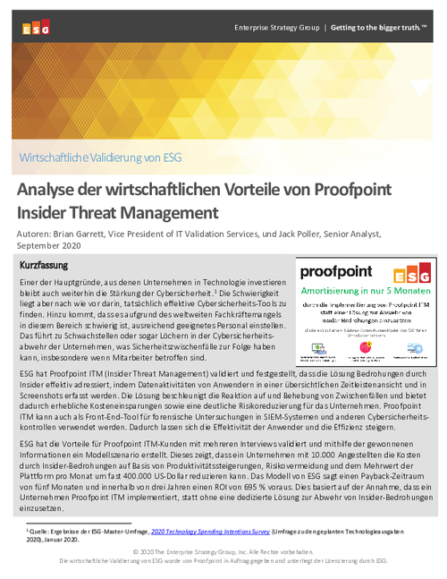 Analyse der wirtschaftlichen Vorteile von Proofpoint Insider Threat Management