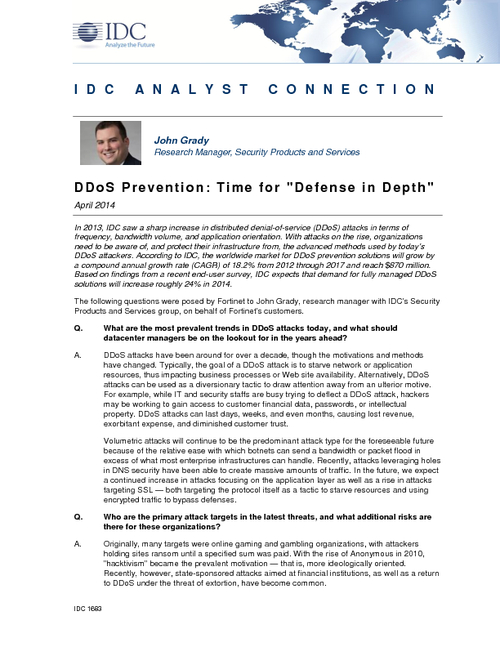 IDC Analyst Connection: DDoS Prevention: Time for Defense in Depth