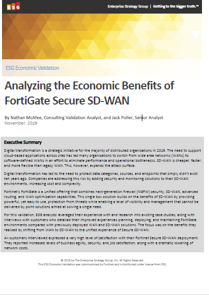 Analyzing the Economic Benefits of FortiGate Secure SD-WAN