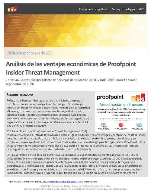 Análisis de las ventajas económicas de Proofpoint Insider Threat Management