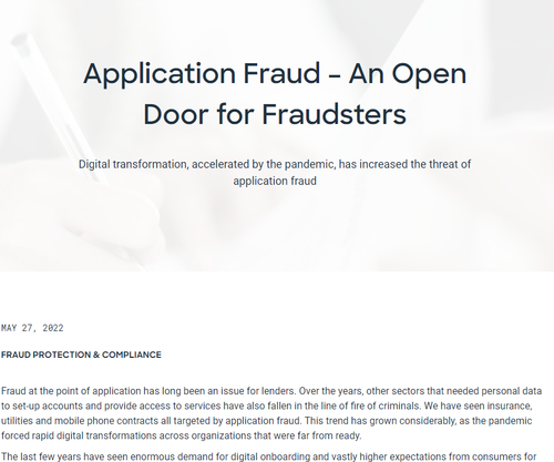Application Fraud – An Open Door for Fraudsters