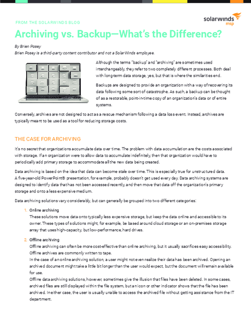 Archiving vs. Backup - What's the Difference?