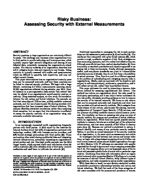 Assessing Security with External Measurements