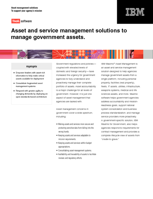 Asset and Service Management Solutions to Manage Government Assets
