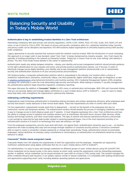 Balancing Security and Usability in Today's Mobile World