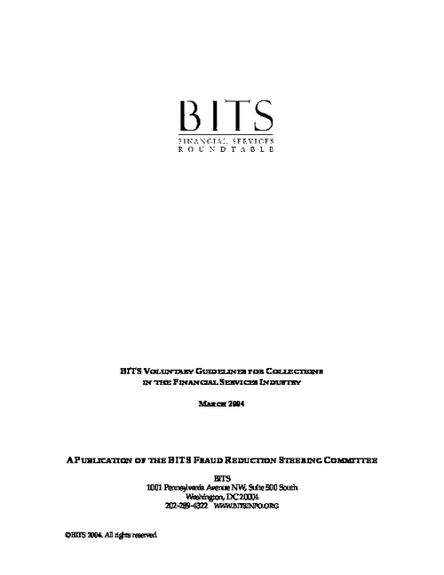 BITS Voluntary Guidelines for Collections in the Financial  Services Industry