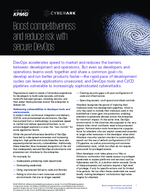 Boost Competitiveness and Reduce Risk with Secure DevOps