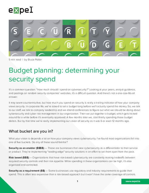 Budget Planning: Determining your Security Spend