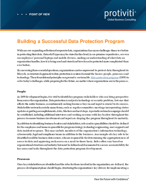 Building a Successful Data Protection Program