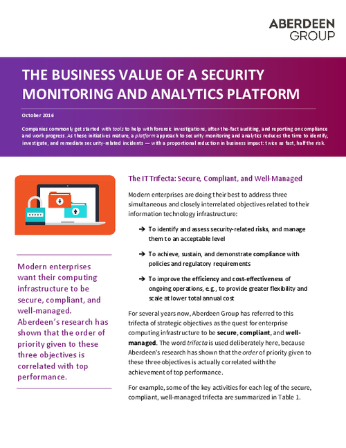 The Business Value of an IT Security Analytics Platform