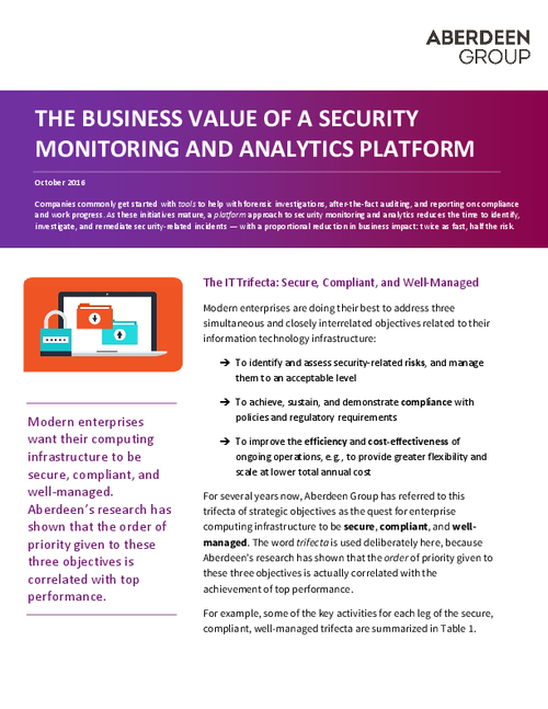 The Business Value of Security Monitoring and Analytics