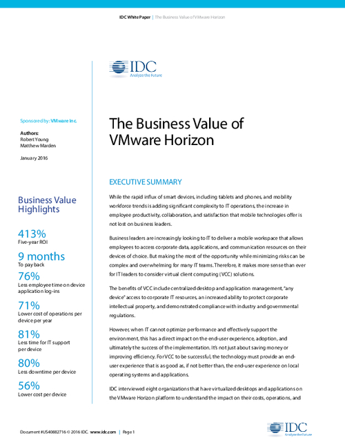 The Business Value of VMware Horizon