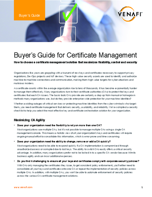 Buyer's Guide for Certificate Management