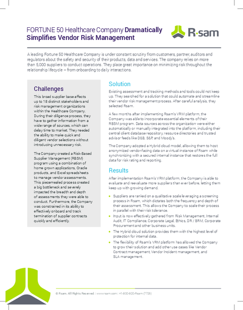 Case Study: FORTUNE 50 Company Dramatically Simplifies Vendor Risk Management