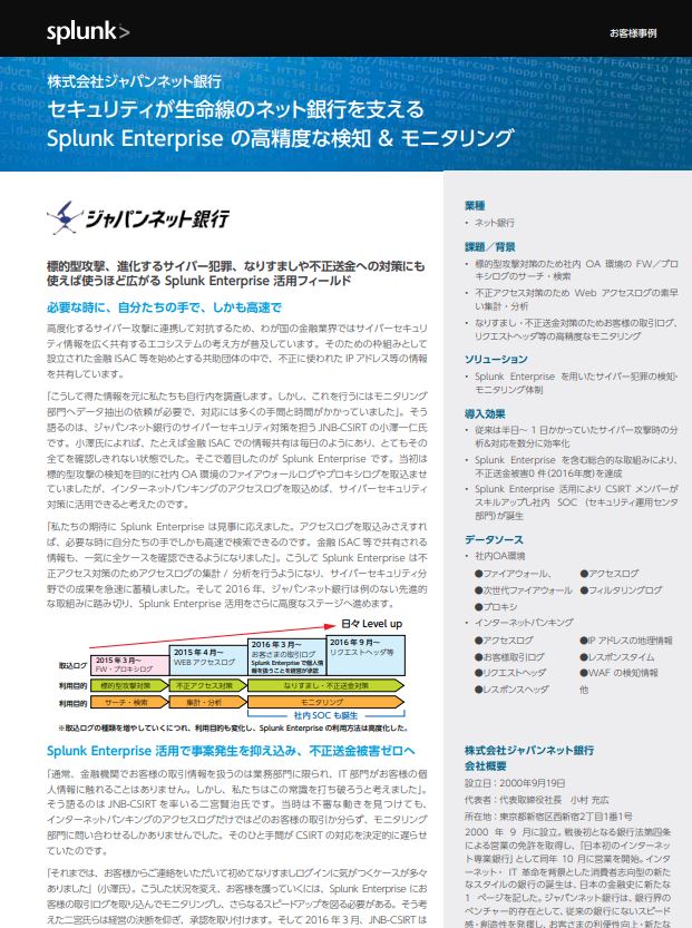 Case Study Japan's Online Banking Pioneer Gains Real-Time Visibility Into Cybersecurity Risks (Japanese Language)