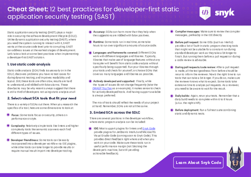 Cheat Sheet: 12 best practices for developer-first static application security testing (SAST)