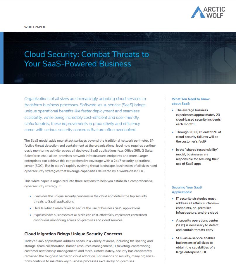 Cloud Security: Combat Threats to Your SaaS-Powered Business