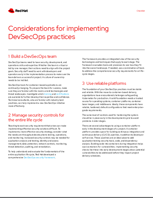 Considerations for Implementing DevSecOps Practices