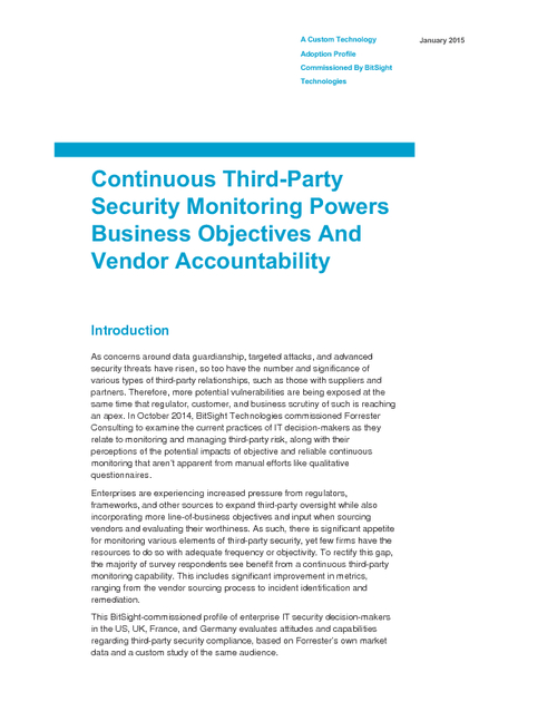 Continuous Third Party Security Monitoring: Forrester Report