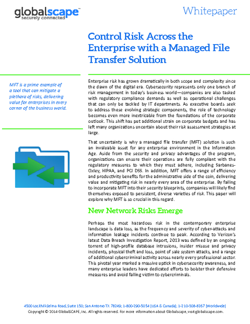 Control Risk Across the Enterprise with a Managed File Transfer Solution