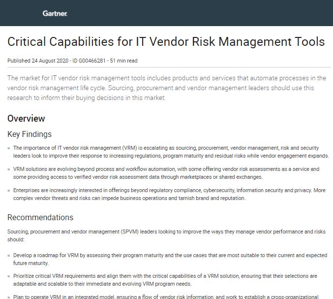 Critical Capabilities for IT Vendor Risk Management Tools