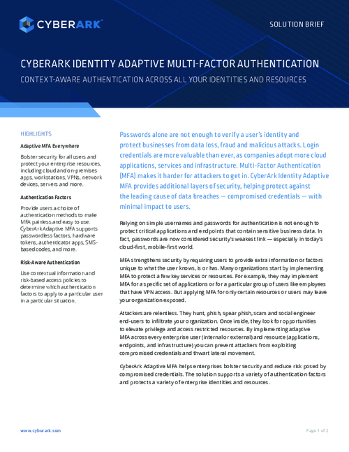 CyberArk Identity Adaptive Multi-Factor Authentication Solution Brief