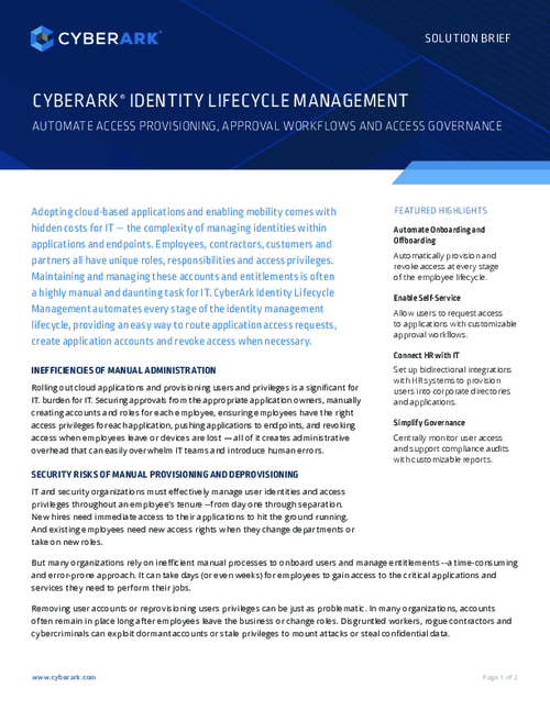 CyberArk Identity Lifecycle Management Solution Brief