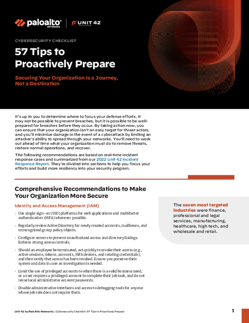 Cybersecurity Checklist: 57 Tips to Proactively Prepare